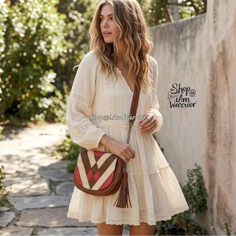 Steven Madden NWT chevron boho leather crossbody purse *shop@iamwarrior